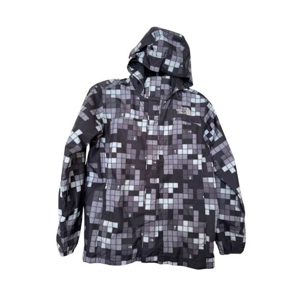 The North Face Dry-Vent Hooded Rain Jacket Boy's sz Large 14/16 Gray/Black Logo - Picture 1 of 15